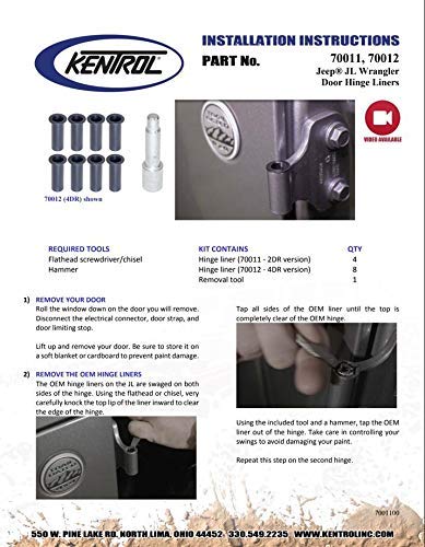 KENTROL Door Hinge Liners (4 Door) - Image 5
